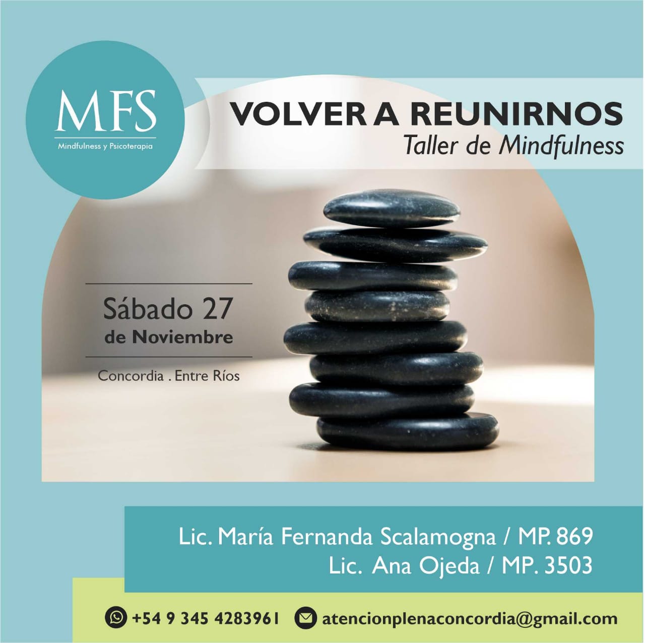 SÁBADO 27 DE NOVIEMBRE TALLER DE MINDFULNESS CON FERNANDA SCALAMOGNA Y ANA OJEDA EN CENDIC ¡CUPOS LIMITADOS!
