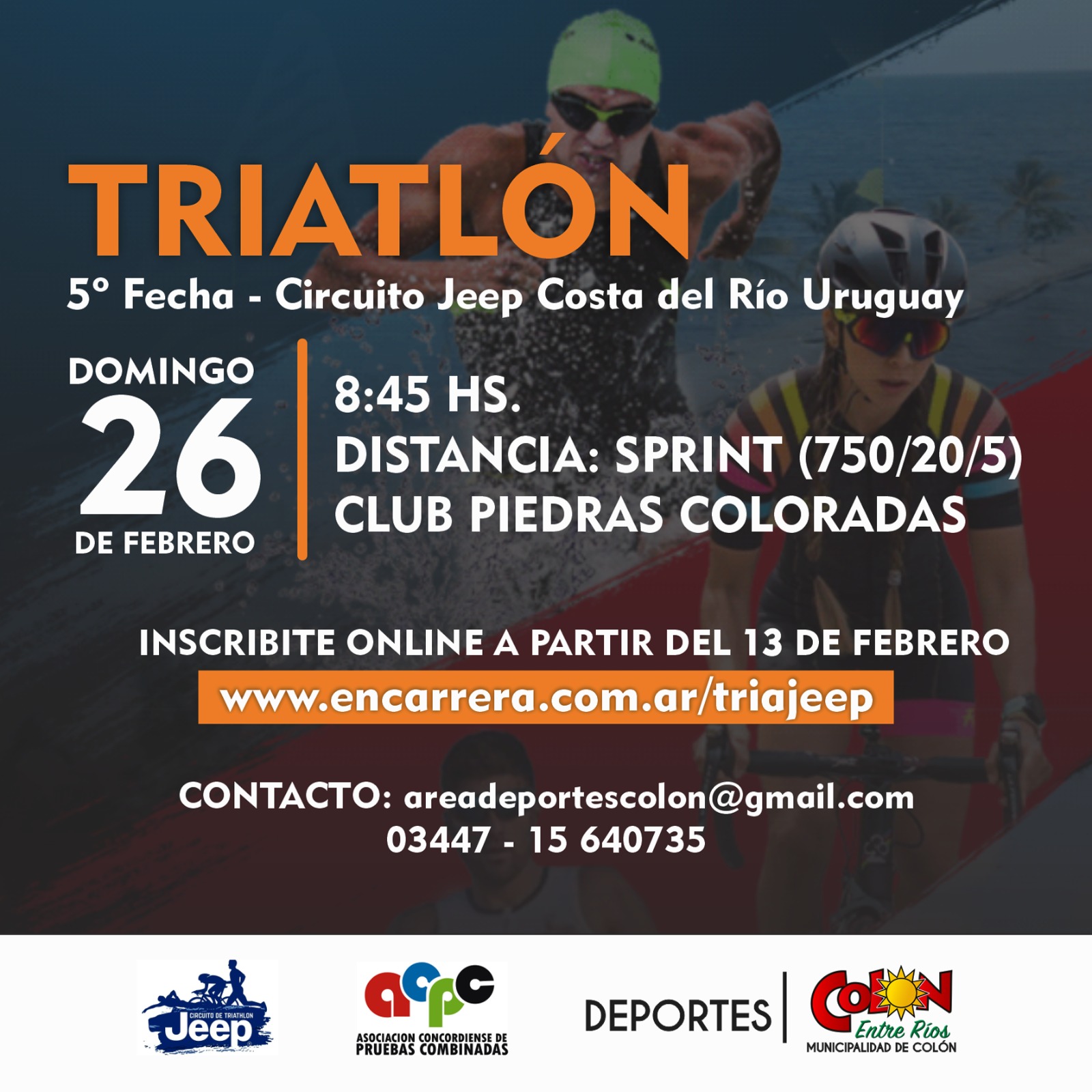 ESTE DOMINGO SE CORRE LA 5º FECHA DEL TRIATLÓN JEEP EN COLÓN